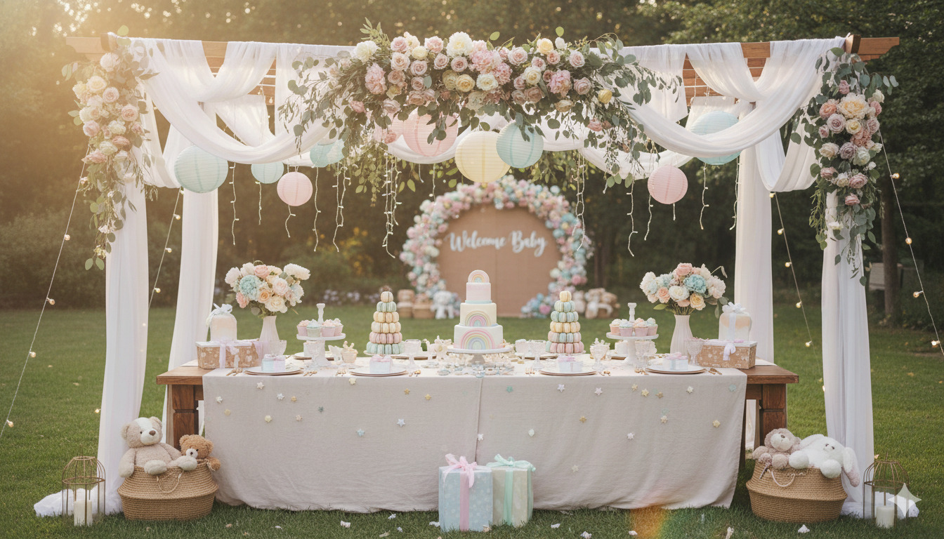 Pastel baby shower decoration